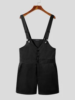Mens Solid Color Button Design Casual Overall -Incerun Shop 781f7c91 977a 42de b33b cd40860b3836