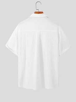 Mens Textured Stripe Camp Collar Pocket Shirt -Incerun Shop 78512653 d757 4d07 8c7a 769bca783cbc