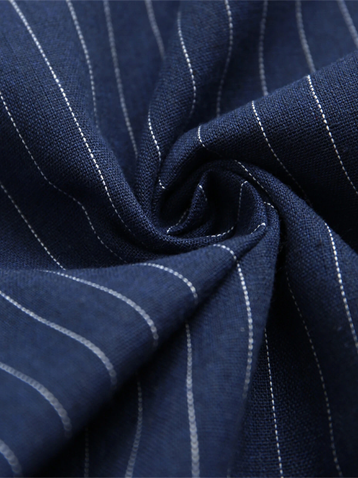 Men Cotton Linen Striped Stand Collar Shirt 11 Men Cotton Linen Striped Stand Collar Shirt - Image 9