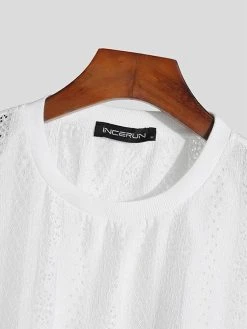 Mens Lace Solid Sleeveless Crew Neck Tank Top 17 Mens Lace Solid Sleeveless Crew Neck Tank Top -Incerun Shop 78f7c3f0 b7bb 4b27 a747 bd0ab8acdb39