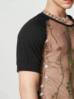 Mens Sexy Lace Print Short-sleeved T-Shirts -Incerun Shop 792fd3eb c47a 4fa9 b8e0 99d5d47ce0f2