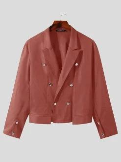 Mens Double-breasted Cutout Long-sleeved Jacket -Incerun Shop 793c7737 8503 4585 a576 7f33224260d2