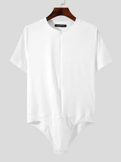 Mens Plain Short Sleeve Bodysuit -Incerun Shop 7952b771 131a 407c 8d05 7e17950d676f