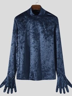 Mens Turtleneck Velvet Gloves Long Sleeve T-shirt -Incerun Shop 796dd434 5c3b 4b4a 8143 4dc3339d7cf8