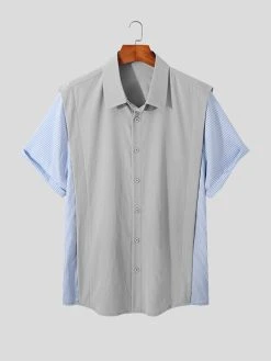 Mens Striped Patchwork Fake Two-Piece Shirt 9 Mens Striped Patchwork Fake Two-Piece Shirt -Incerun Shop 797258e9 bc44 43e1 bea6 d174034cfefe