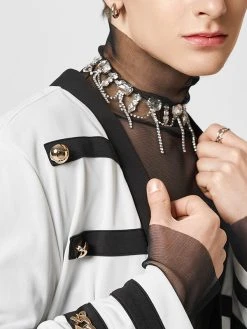 Mens Color Block Chain Metal Button Jacket -Incerun Shop 79d0eb23 eb56 4980 9768 34dd5901810c