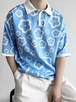 Mens Japan Flower Print Short Sleeve Shirt -Incerun Shop 7a737db5 082e 4822 8218 3f65c7121cb8