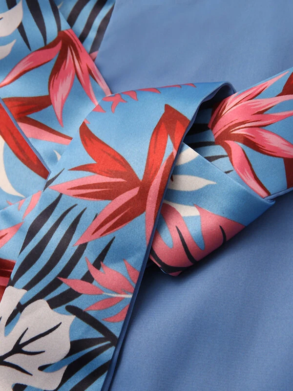 Men Palm Print Spliced Patchwork Belted Pants 10 Men Palm Print Spliced Patchwork Belted Pants - Image 8