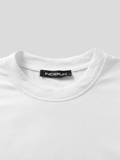 Mens Solid Cutout Half Sleeve Casual T-Shirt -Incerun Shop 7b0e5aa8 a33d 4dbd a0ef c41dbb37c704