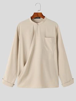 Mens Solid Stand Collar Wrap Design Long Sleeve Shirt 16 Mens Solid Stand Collar Wrap Design Long Sleeve Shirt -Incerun Shop 7b6fcde0 ca7e 4724 99b5 6fbe8d48ebbd
