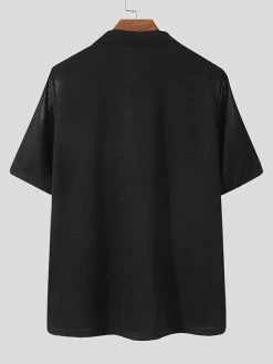 Mens Hollow Shoulder Lapel Short Sleeve T-Shirt -Incerun Shop 7bed7eb2 7c92 4c72 bc49 9c9d6a0ae93e