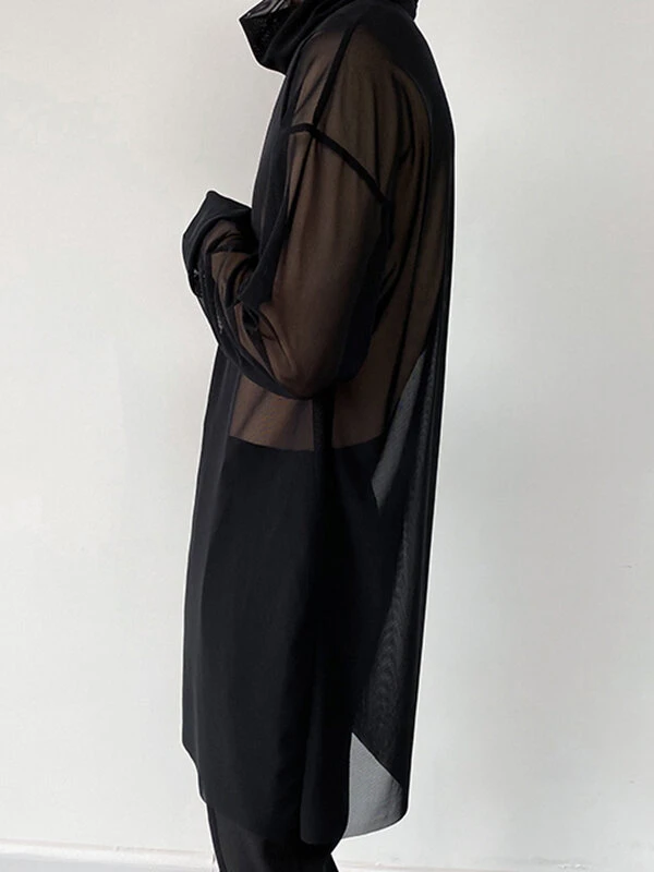 Men High-neck See-through Mesh T-Shirt 4 Men High-neck See-through Mesh T-Shirt - Image 2