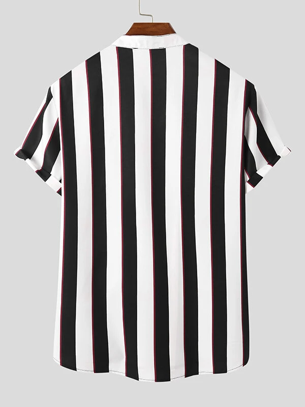 Mens Striped Short Sleeve Shirts Pants Set 10 Mens Striped Short Sleeve Shirts Pants Set - Image 8