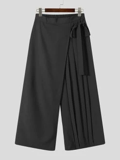 Mens Irregular Lace-up Pleated Wide-leg Pants -Incerun Shop 7cd7e9eb ce5d 4152 94e9 e52c492a329e