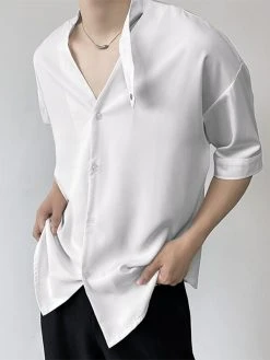 Mens Snap Button Keyhole Choker Neck Shirt 17 Mens Snap Button Keyhole Choker Neck Shirt -Incerun Shop 7d5516f0 e029 4021 a9a9 e132e6fd7775