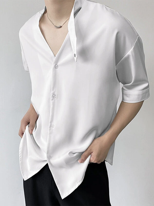 Mens Snap Button Keyhole Choker Neck Shirt 8 Mens Snap Button Keyhole Choker Neck Shirt - Image 6