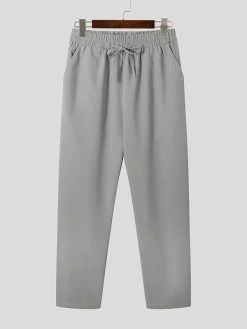 Mens Drawstring Waist Straight Leg Pants -Incerun Shop 7dc9d9b5 253e 41ca 971c ff4a30e2a459
