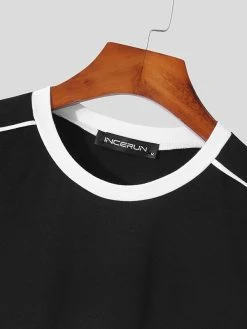 Mens Contrast Short Sleeve Crew Neck T-shirt -Incerun Shop 7e500c22 e105 4fe1 8c56 df5a3d373749