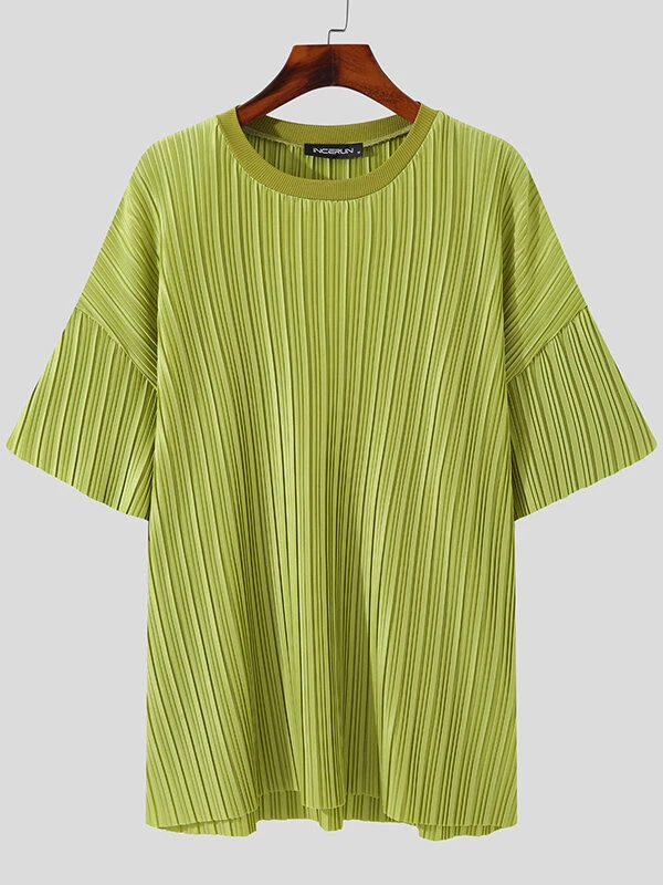 Mens Striped Stand Collar Short Sleeve T-Shirt 7 Mens Striped Stand Collar Short Sleeve T-Shirt - Image 5