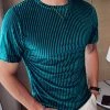 Mens Velvet Striped Round Neck Casual T-shirts 1 Mens Velvet Striped Round Neck Casual T-shirts -Incerun Shop 7f34b97c 5657 4050 a7da 232445ec6b9d