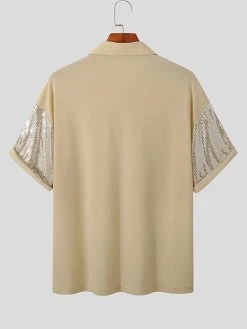 Mens Sequin Sparkle Glitter Patchwork Shirt -Incerun Shop 7f411c55 2574 4d2d afbd fc5b910e63ce