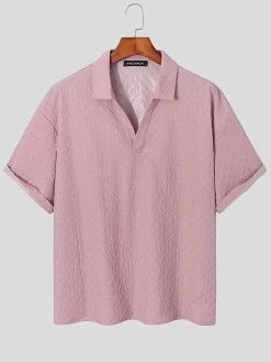 Mens Textured Johnny Collar Short Sleeve Golf Shirt 12 Mens Textured Johnny Collar Short Sleeve Golf Shirt -Incerun Shop 7f71afb4 b305 4849 8b96 763cca6c1169