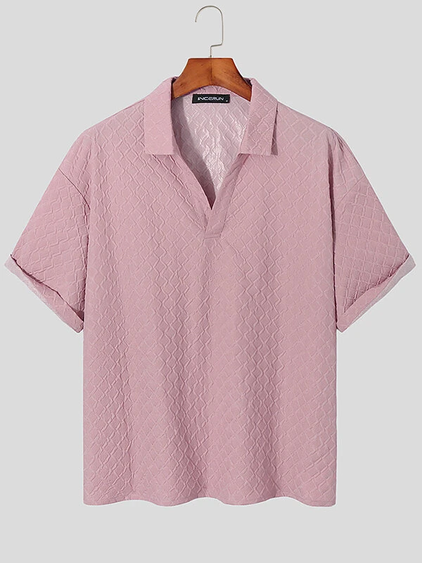 Mens Textured Johnny Collar Short Sleeve Golf Shirt 6 Mens Textured Johnny Collar Short Sleeve Golf Shirt - Image 4