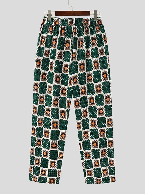 Mens Allover Dot Print Elastic Waist Pants With Pocket 7 Mens Allover Dot Print Elastic Waist Pants With Pocket - Image 5