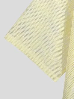 Mens Mesh See Through Lapel Short Sleeve Loose Shirt -Incerun Shop 7fd3e1cd 4398 48fe 8094 020d21540401