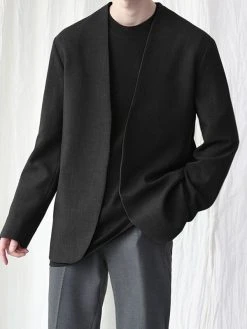 Men Collarless Loose Casual Long Sleeve Blazer -Incerun Shop 7ffe650c a917 44c0 acc9 1bb7b8074146