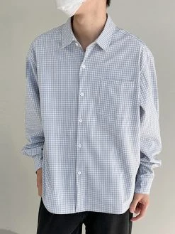 Mens Plaid Pattern Long Sleeve Loose Shirt -Incerun Shop 8042a46a 2f3b 4d13 a87f c99f1a84173f