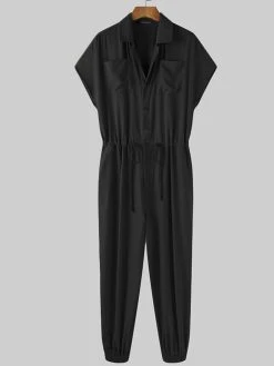 Men Cargo Short Sleeve V Neck Overalls Long Pants Jumpsuit -Incerun Shop 80f3793f a33a 43b6 b29d 5413f1b3584f