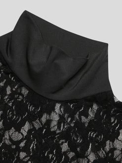 Mens Floral Lace See Through High Neck Short Sleeve T-Shirt -Incerun Shop 8172f8e7 46aa 4de6 8b77 5be469a4f0a5