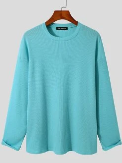 Mens Round Neck Waffle Long Sleeve T-Shirt 21 Mens Round Neck Waffle Long Sleeve T-Shirt -Incerun Shop 81a5a34f efdb 48a1 9cd2 5b0127bf88f0