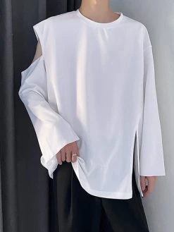 Men's Shoulder Cut Out Long Sleeve T-Shirt -Incerun Shop 81b7171b 2b30 4988 9233 1485892f7c5b