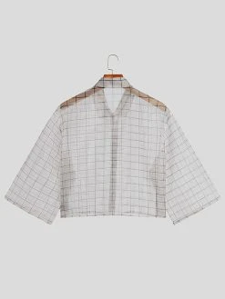 Mens Plaid Sheer Mesh See Through Shirt -Incerun Shop 826f7297 b99e 4e06 a18d 1f5fbcfca6d5