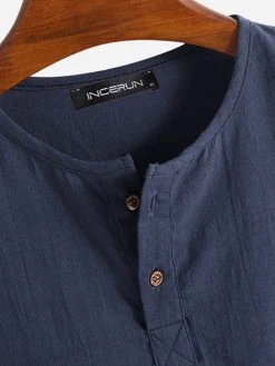 Mens Cotton Linen Thin & Breathable V-Neck Short Sleeve Henley Shirt -Incerun Shop 830d791e 3741 4a09 b434 d00125dec10c