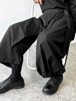 Mens Irregular Lace-up Pleated Wide-leg Pants -Incerun Shop 8487e9ef 5932 4278 9d9d 103abfaf2ea2