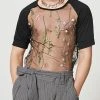 Mens Sexy Lace Print Short-sleeved T-Shirts -Incerun Shop 85a5236e 3fe5 482b 837d ee277dcc383a