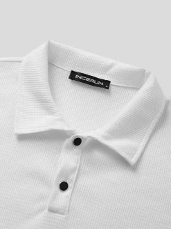 Men Textured Lapel Half Sleeve T-shirt -Incerun Shop 85ec9398 46b1 4d69 bd63 8b16c80142ab