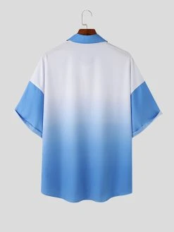 Mens Ombre Lapel Chest Pocket Drop Shoulder Shirt -Incerun Shop 864e8d34 50fc 4878 8efb bbee42b69b89