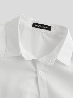 Men Asymmetric Hem Long Sleeve Shirt -Incerun Shop 867d061b 0b39 4761 ab2e 03336723d6da