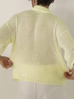 Mens Mesh See Through Lapel Short Sleeve Loose Shirt -Incerun Shop 86f3ea7f 4ec8 44d5 a662 c6525d73f1d6