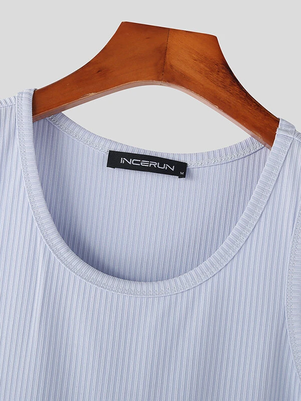 Mens Solid Crew Neck Rib-Knit Sleeveless Tank 10 Mens Solid Crew Neck Rib-Knit Sleeveless Tank - Image 8