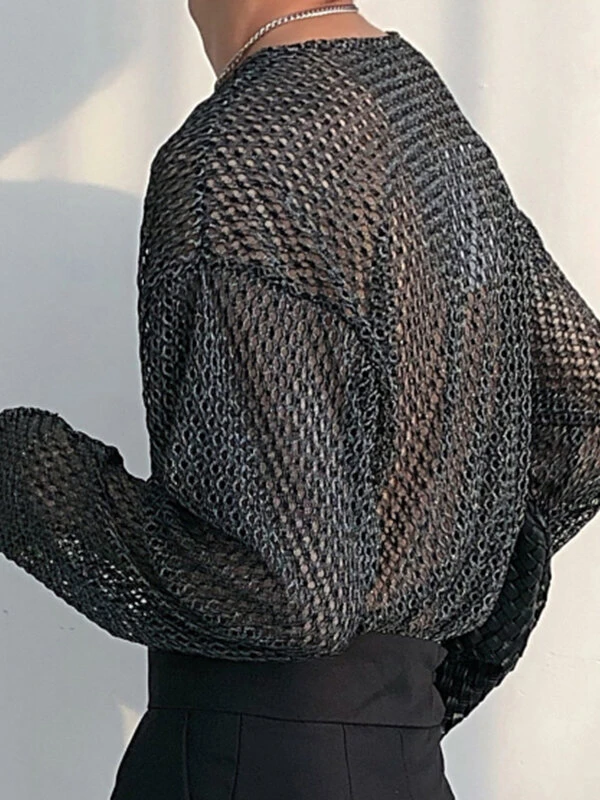 Mens Hollow Mesh Drop Shoulder T-Shirt 4 Mens Hollow Mesh Drop Shoulder T-Shirt - Image 2