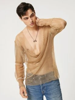 Mens Mesh See Through Swing Collar T-Shirt 15 Mens Mesh See Through Swing Collar T-Shirt -Incerun Shop 875533cd b774 4680 b477 8d85a999e983