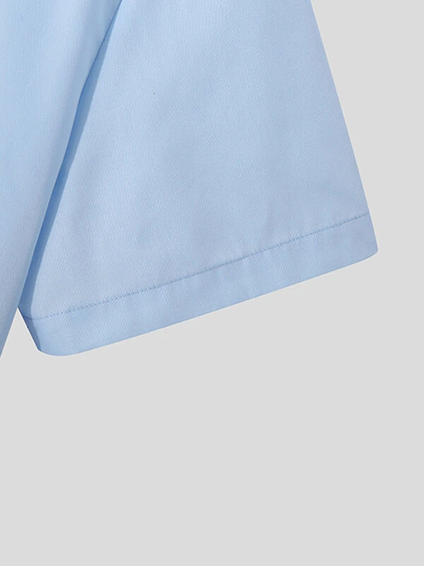 Mens Stand Collar Basic Designed Casual Shirt 10 Mens Stand Collar Basic Designed Casual Shirt - Image 8