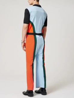 Mens Multicolor Patchwork Short Sleeve Lapel Jumpsuit -Incerun Shop 87e06156 fa87 49e0 9e08 7bb868d52014