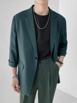 Mens Solid Color Three-quarter Sleeve Blazer 23 Mens Solid Color Three-quarter Sleeve Blazer -Incerun Shop 88d7302f 0d20 4108 90e9 29e77569d6ea