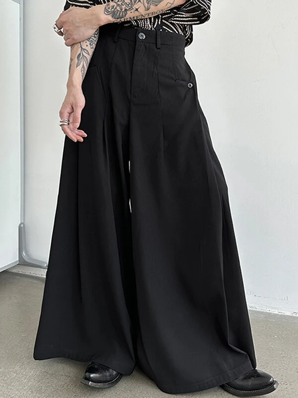 Mens Solid Pleated Casual Wide Leg Pants 3 Mens Solid Pleated Casual Wide Leg Pants